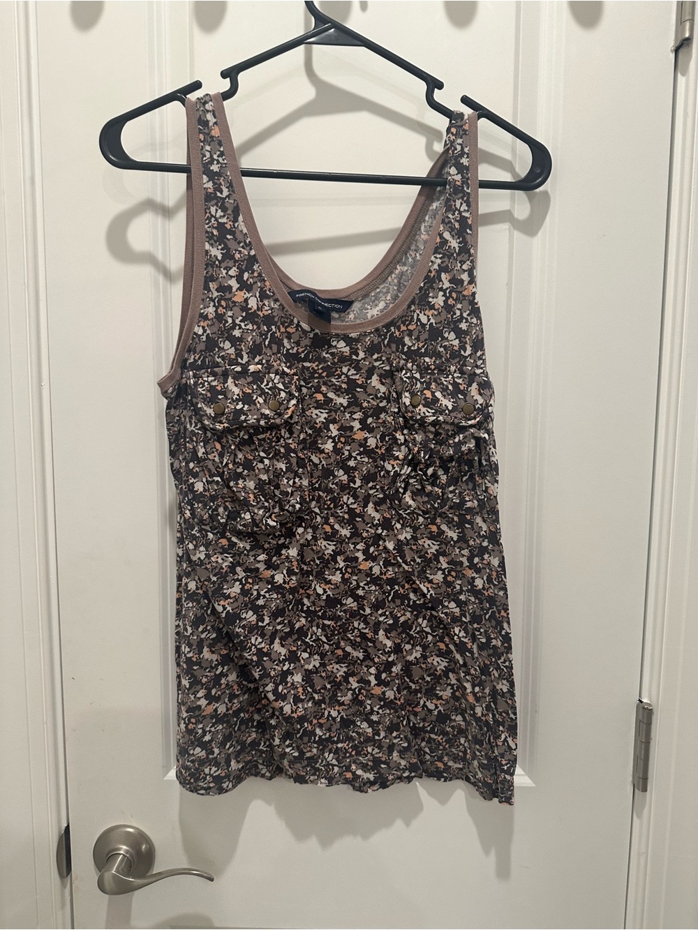 French Connection Brown Floral Scoop Neck Tank Top